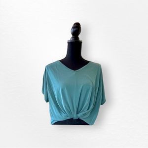 Lavender Field Anthropologie Turquoise Flowy Tie-Knot Blouse